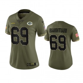 Maillot Green Bay Packers David Bakhtiari 69 Olive 2022 Salute To Service Limited - Femme